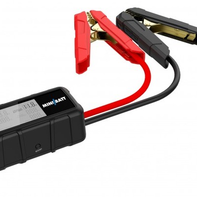 Bateria portátil MINI JUMP com ganchos vermelhos e pretos e corpo principal preto