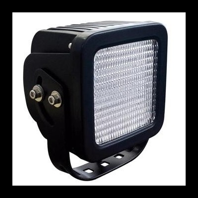 Refletor quadrado preto com lente texturada prateada e suporte ajustável