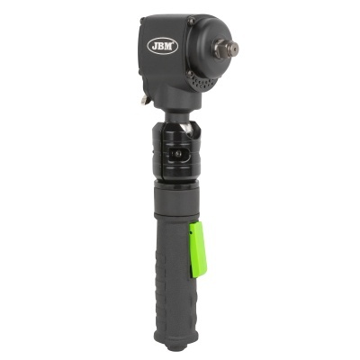 Chave de impacto JBM preta com cabo emborrachado e gatilho verde isolada em fundo branco