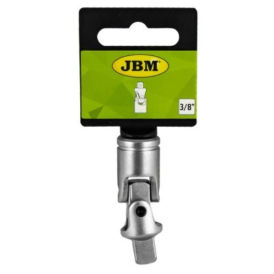 Adaptador universal articulado metálico prateado embalado em cartão JBM 3/8