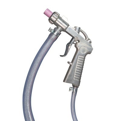 Pistola de pulverização metálica com tubo reforçado e bocal rosa