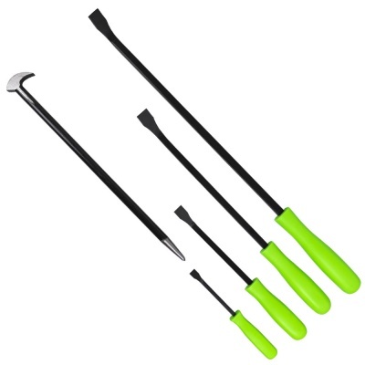 Conjunto de cinco ferramentas de remoção com cabos verdes e pontas metálicas pretas