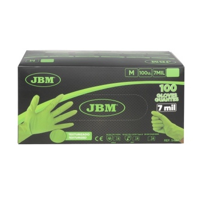 Caixa de luvas JBM tamanho M com 100 unidades texturizadas 7 mil
