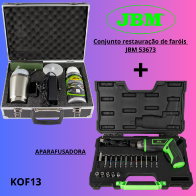 Conjunto de restauração de faróis e aparafusadora em estojos abertos