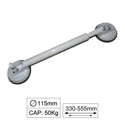 Barra de apoio branca ajustável com ventosas nas extremidades