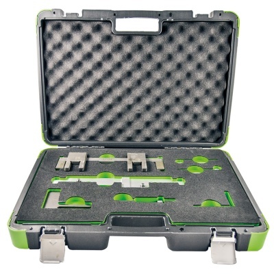 Mala preta e verde com espuma moldada para ferramentas