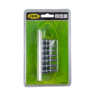 Conjunto de 7 peças de ferramentas JBM em embalagem verde e plástico transparente