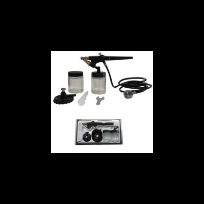 Conjunto de aerógrafo com acessórios em embalagem