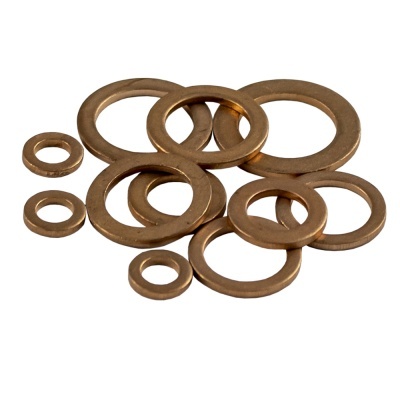 Anilhas metálicas de várias dimensões em tom bronze