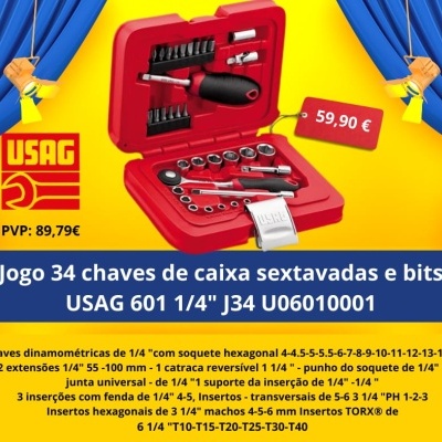 Jogo de ferramentas USAG 601 em caixa vermelha com 34 peças à venda a 59,90 €