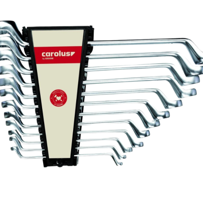 Conjunto de chaves L metálicas com suporte e etiqueta Carolus.