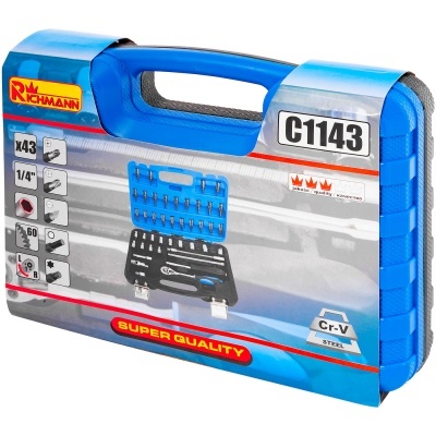 Estuche azul de herramientas RW Richmann C1143 con 43 piezas y acero Cr-V