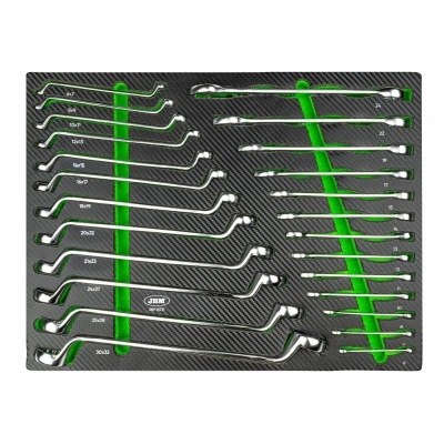 Conjunto de chaves em estojo preto com inserções verdes