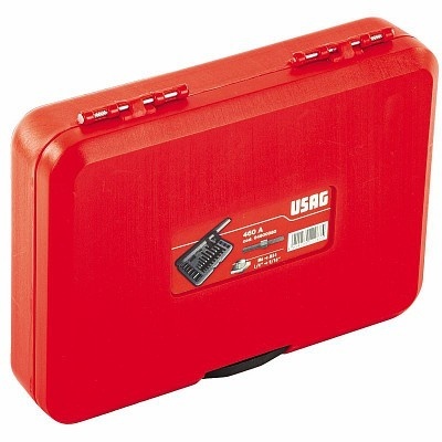 Estojo de ferramenta vermelho USAG com etiqueta e fechos nas laterais