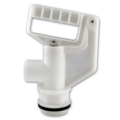 peça branca em plástico com pega retangular e anel de vedação preto