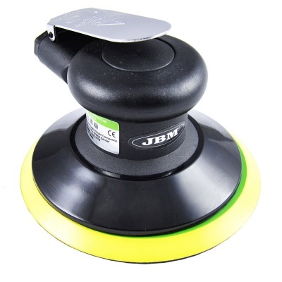 Lixadora pneumática preta com base amarela e marca JBM