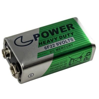 Bateria Power 9 volts 6F22 verde e prata