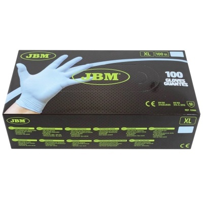 Caixa preta de luvas descartáveis de látex azuis JBM XL