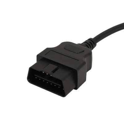 Cabo preto com conector OBD2 para diagnóstico automóvel