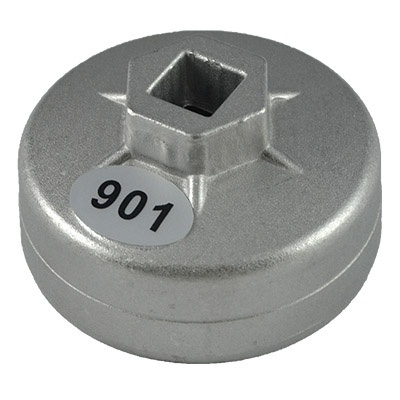 Chave de caixa metálica prateada com etiqueta 901