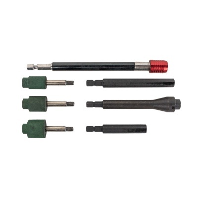 Peças metálicas pretas e verdes para ferramentas de aperto