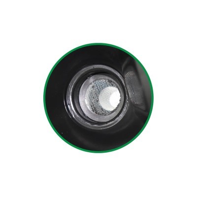 Filtro circular preto com rede metálica no centro