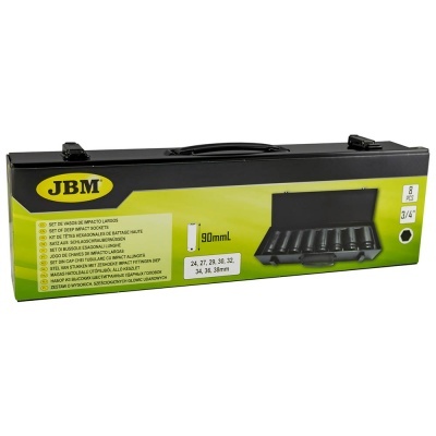 Conjunto de chaves de impacto JBM com 8 peças em caixa preta e amarela