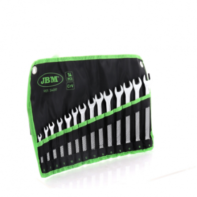 Estojo de chaves de boca JBM com 14 peças em preto e verde