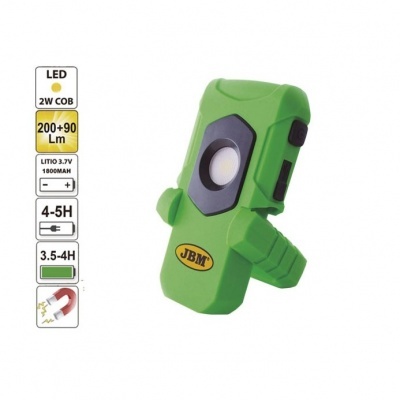 Lanterna LED verde com suporte e texto técnico