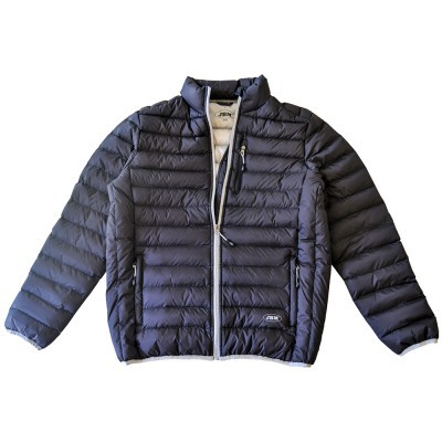 Casaco acolchoado preto com fecho e bolsos