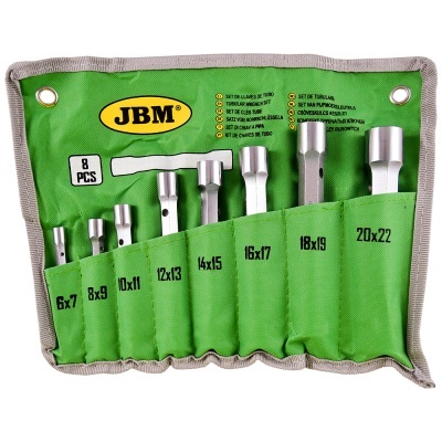 Conjunto de 8 chaves de tubo em estojo de tecido verde da JBM