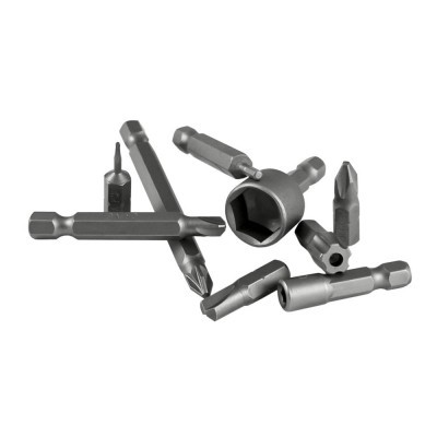 Conjunto de pontas de aparafusar em aço cinzento de vários tipos e tamanhos