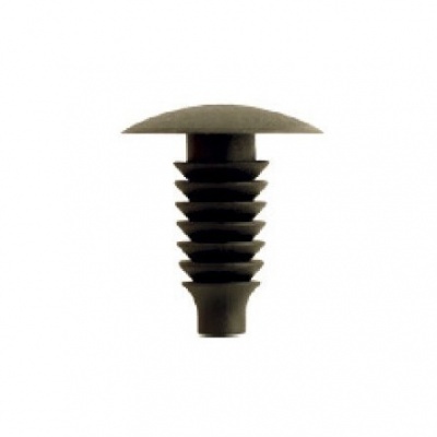 Grampo de plástico preto para fixação com cabeça larga e corpo estriado