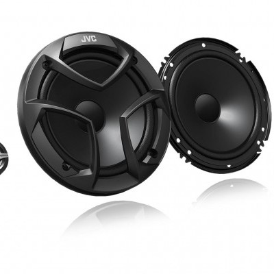 Conjunto de colunas de áudio JVC pretas de vários tamanhos