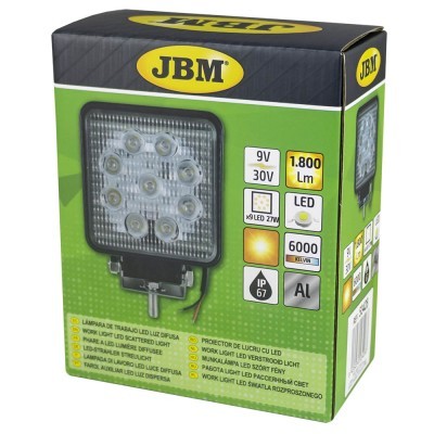Embalagem da luz de trabalho LED JBM com especificações técnicas