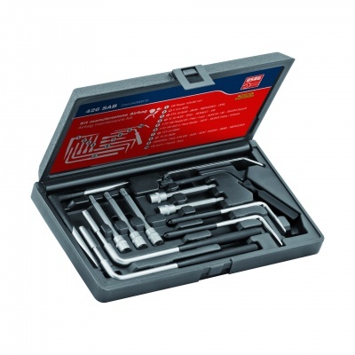 Conjunto de chaves de soquete em caixa preta com rótulo vermelho