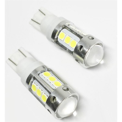 Par de lâmpadas LED com base branca e estrutura metálica prateada