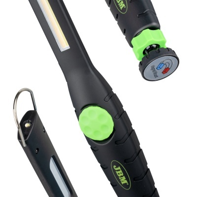 Lanterna LED portátil preta e verde com íman e clip metálico