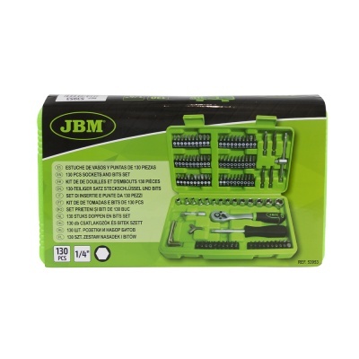 Conjunto de ferramentas JBM 130 peças numa caixa verde e preta