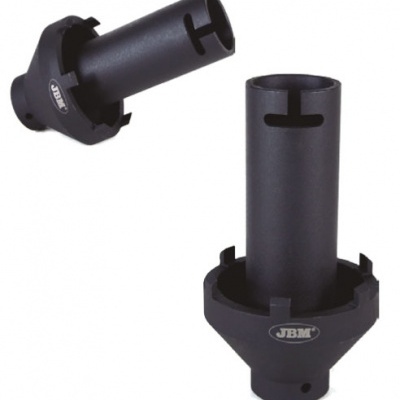 Peças cilíndricas pretas de plástico com logótipo JBM