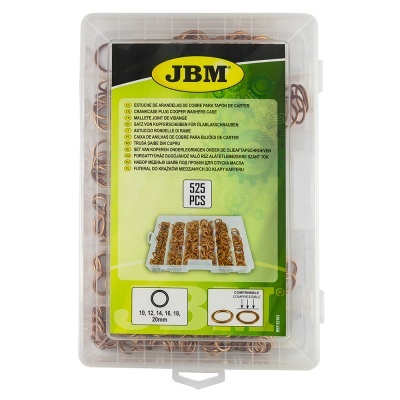 Caixa de plástico com anilhas de cobre JBM para válvulas