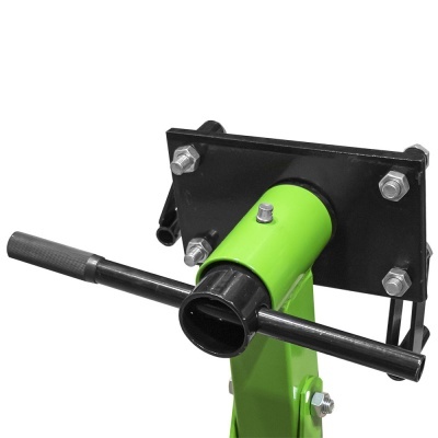 Suporte metálico verde e preto com alavanca horizontal preta