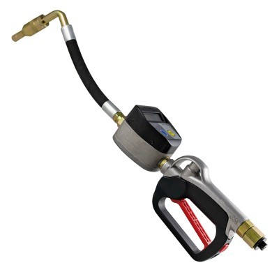 Bocal para abastecimento com manómetro digital e punho preto e vermelho