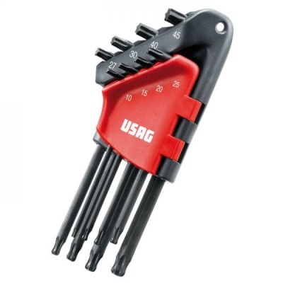 Conjunto de chaves Torx USAG em suporte vermelho e preto com tamanhos 27 a 45