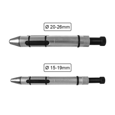 Dois micrómetros metálicos prateados com detalhes pretos sobre fundo branco