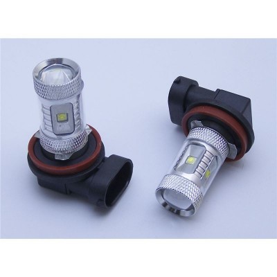 Lâmpadas LED automotivas prateadas com base preta e junta vermelha