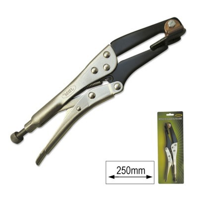 Alicate de pressão metálico e preto com embalagem verde