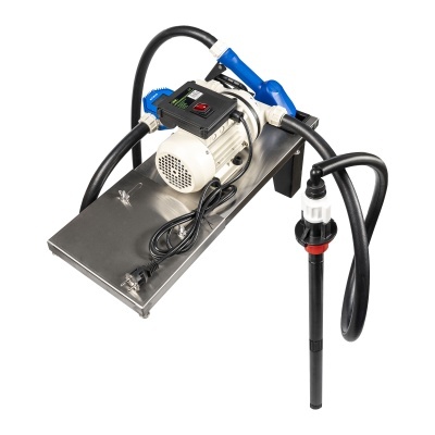 Bomba elétrica de aço inoxidável com motor branco e bico azul