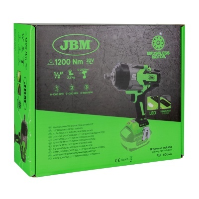 Caixa de chave de impacto JBM 1200 Nm 20V verde e cinzenta