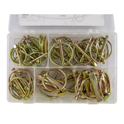 Caixa plástica transparente com grampos de fixação metálicos dourados